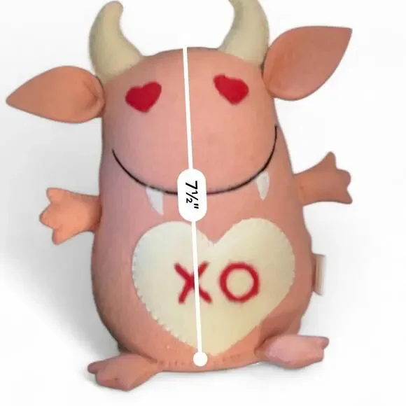 Red Cream XO Heart Hearts Monster Horns Gift Creepycute Cutegoth Anniversary - Picture 4 of 5